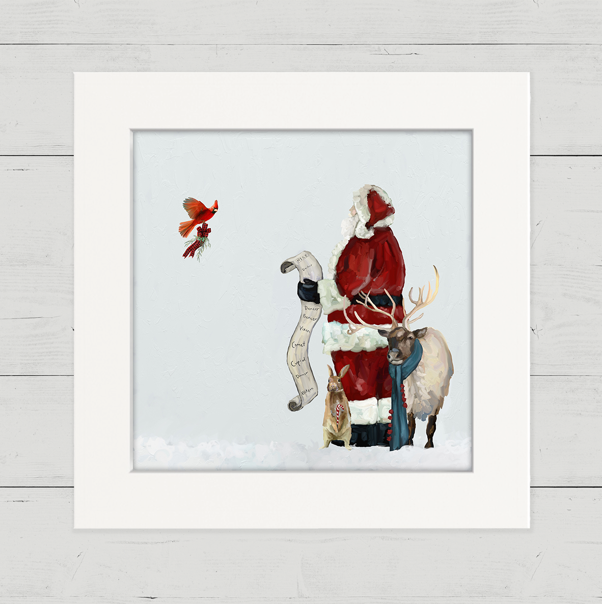 Christmas Santa with List Happy Square