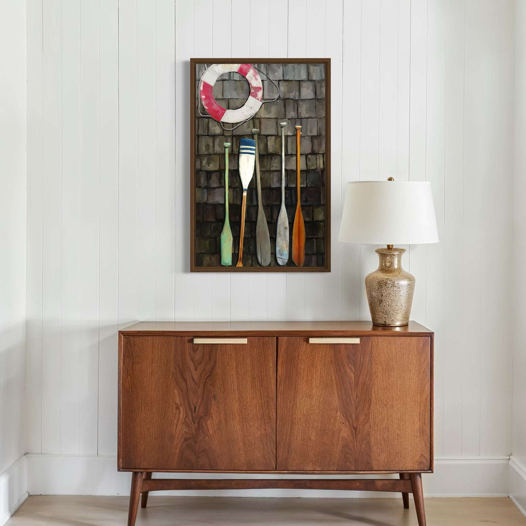 Coastal Oars Framed Canvas