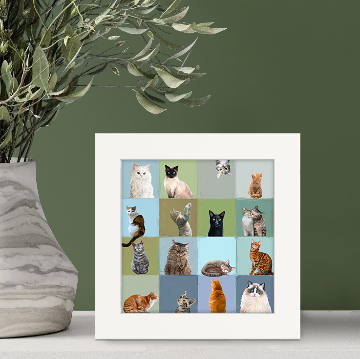 Colorblock Cats Happy Square