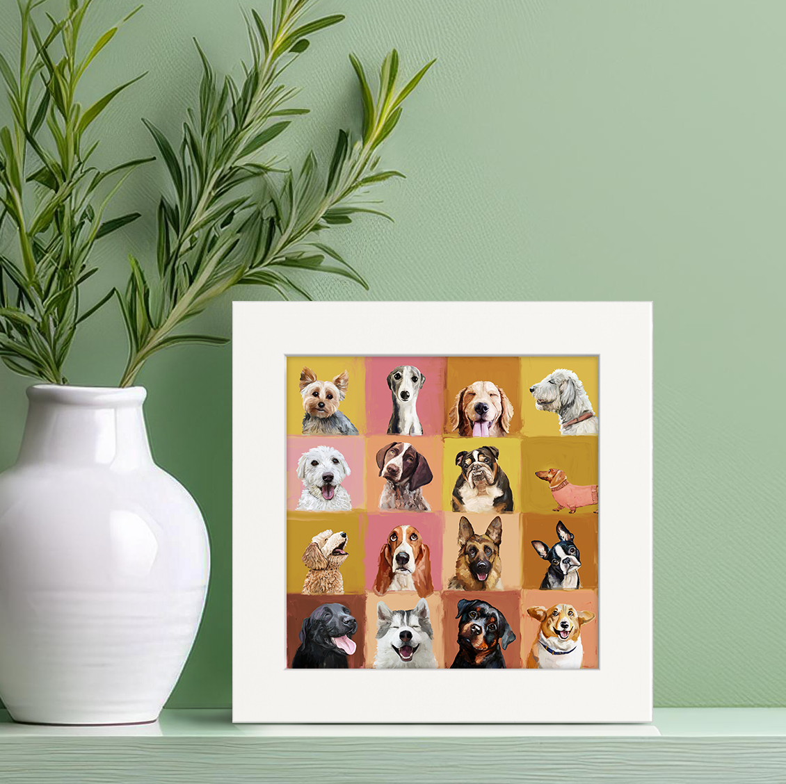 Colorblock Dogs Happy Square™