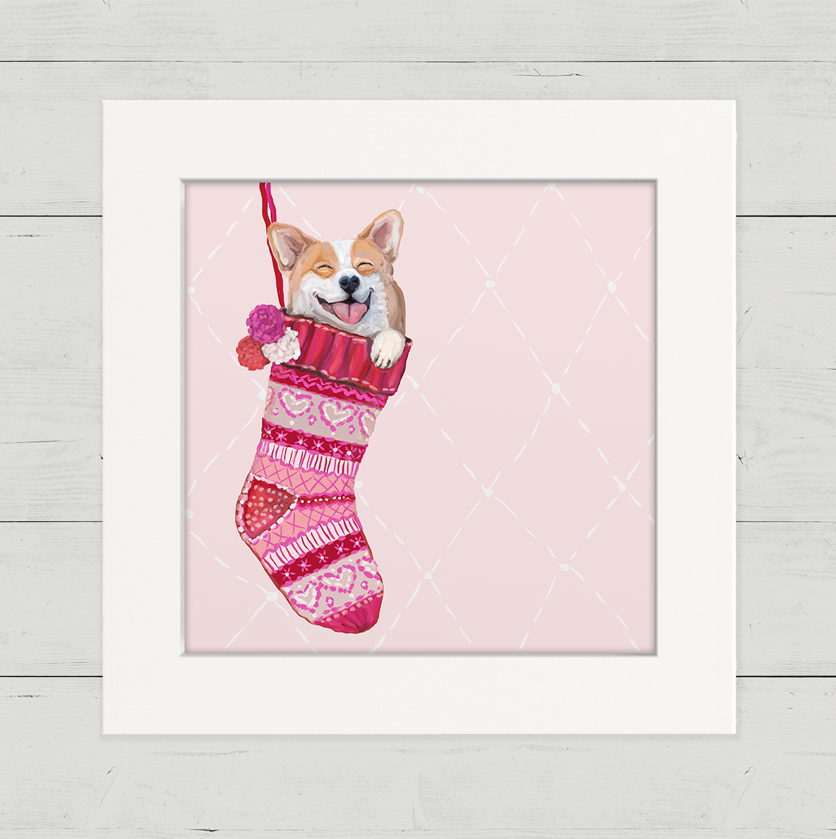 Corgi in Stocking Happy Square