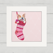 Corgi in Stocking Happy Square