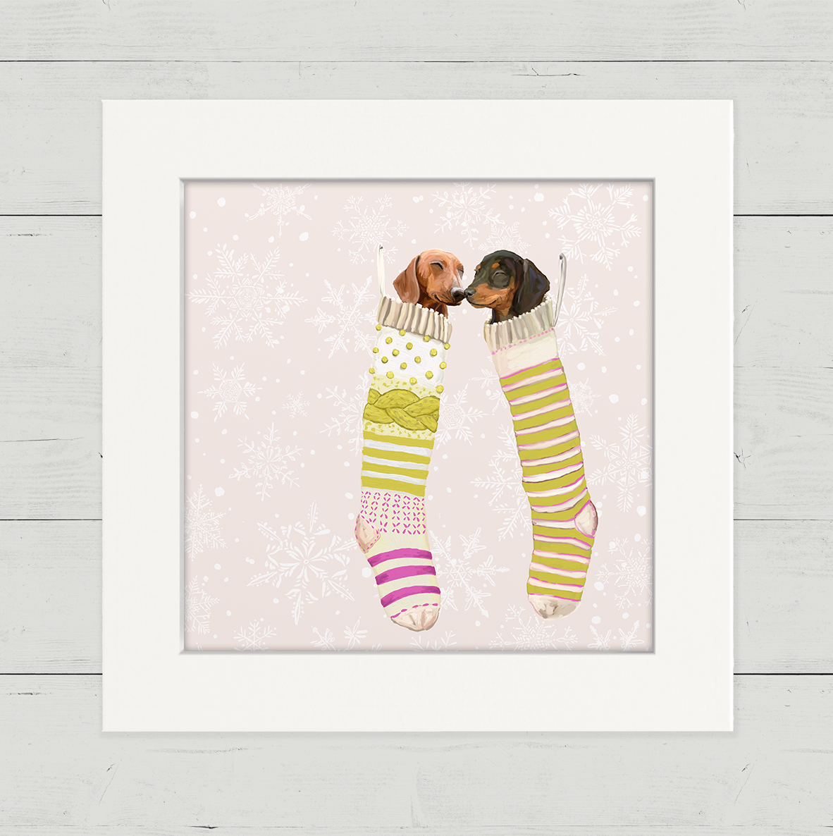Dachshund Pair Stockings Happy Square