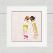 Dachshund Pair Stockings Happy Square