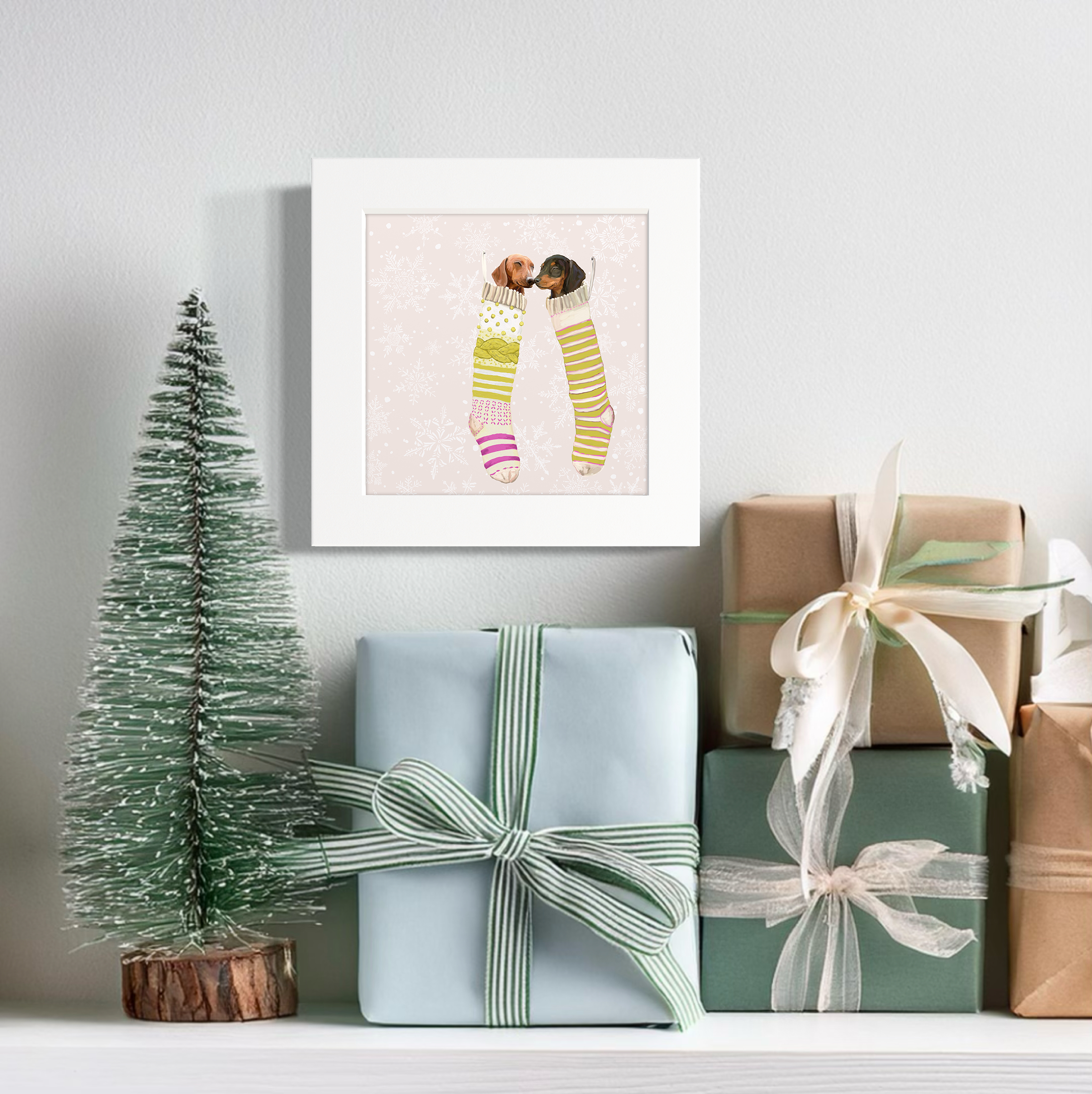 Dachshund Pair Stockings Happy Square