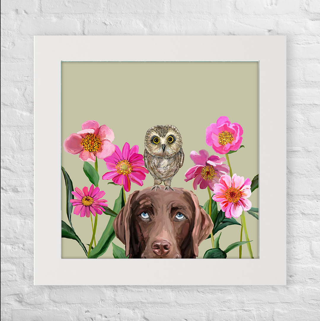 Dogs and Birds - Chocolate Lab Happy Square™