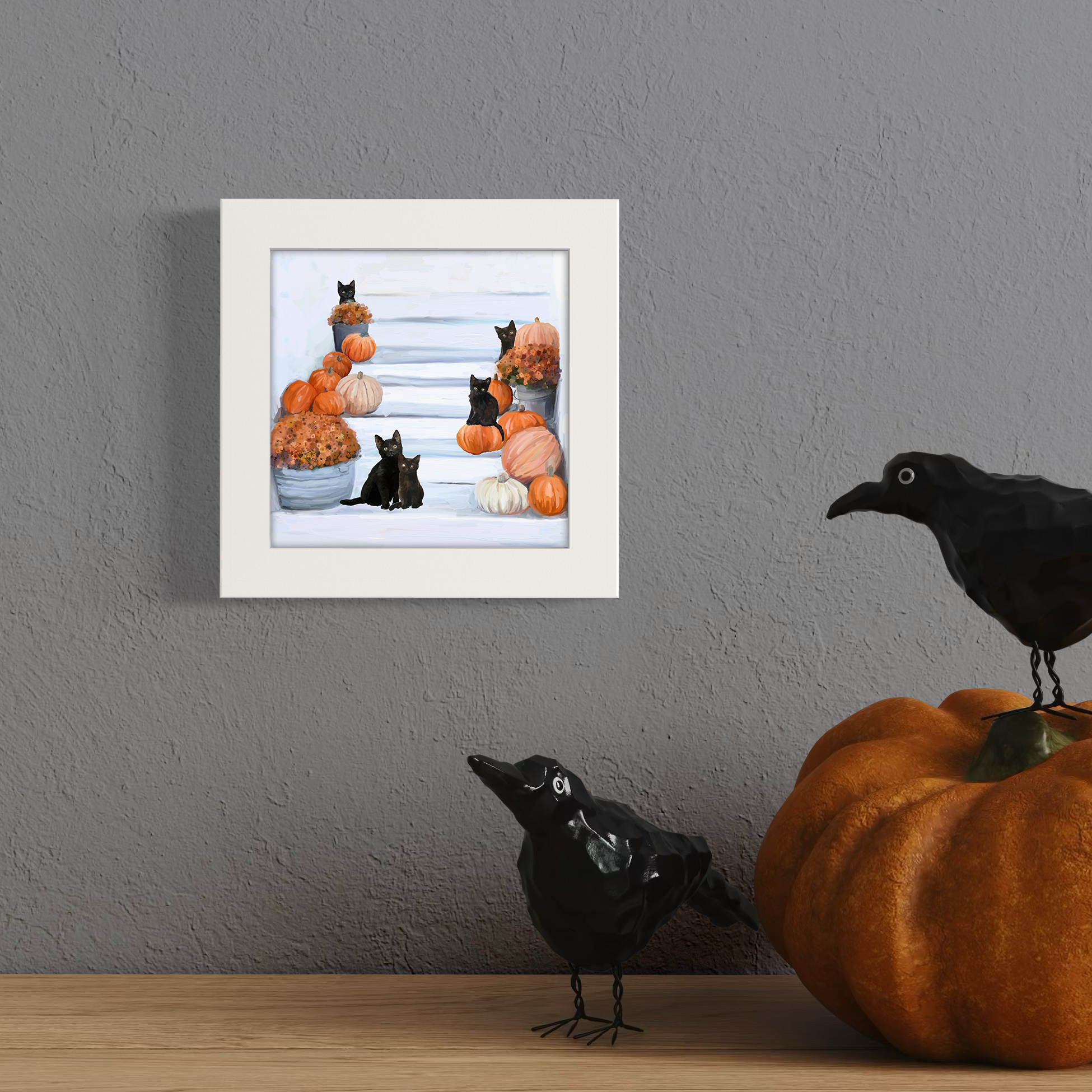Fall - 5 Black Cats Happy Square