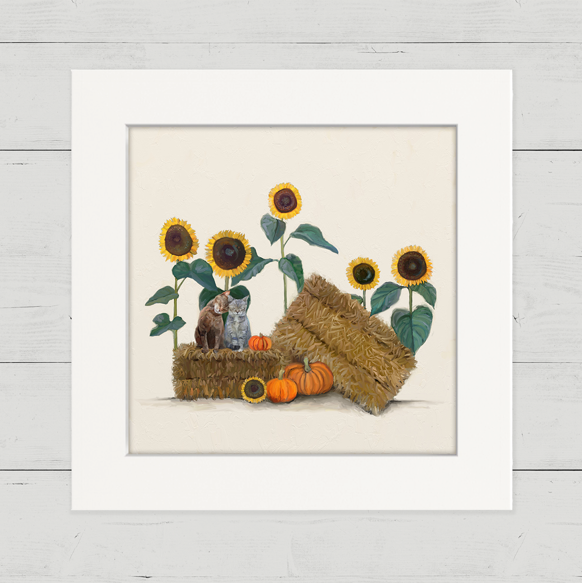 Fall - Sunflower Cats Happy Square