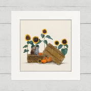 Fall - Sunflower Cats Happy Square