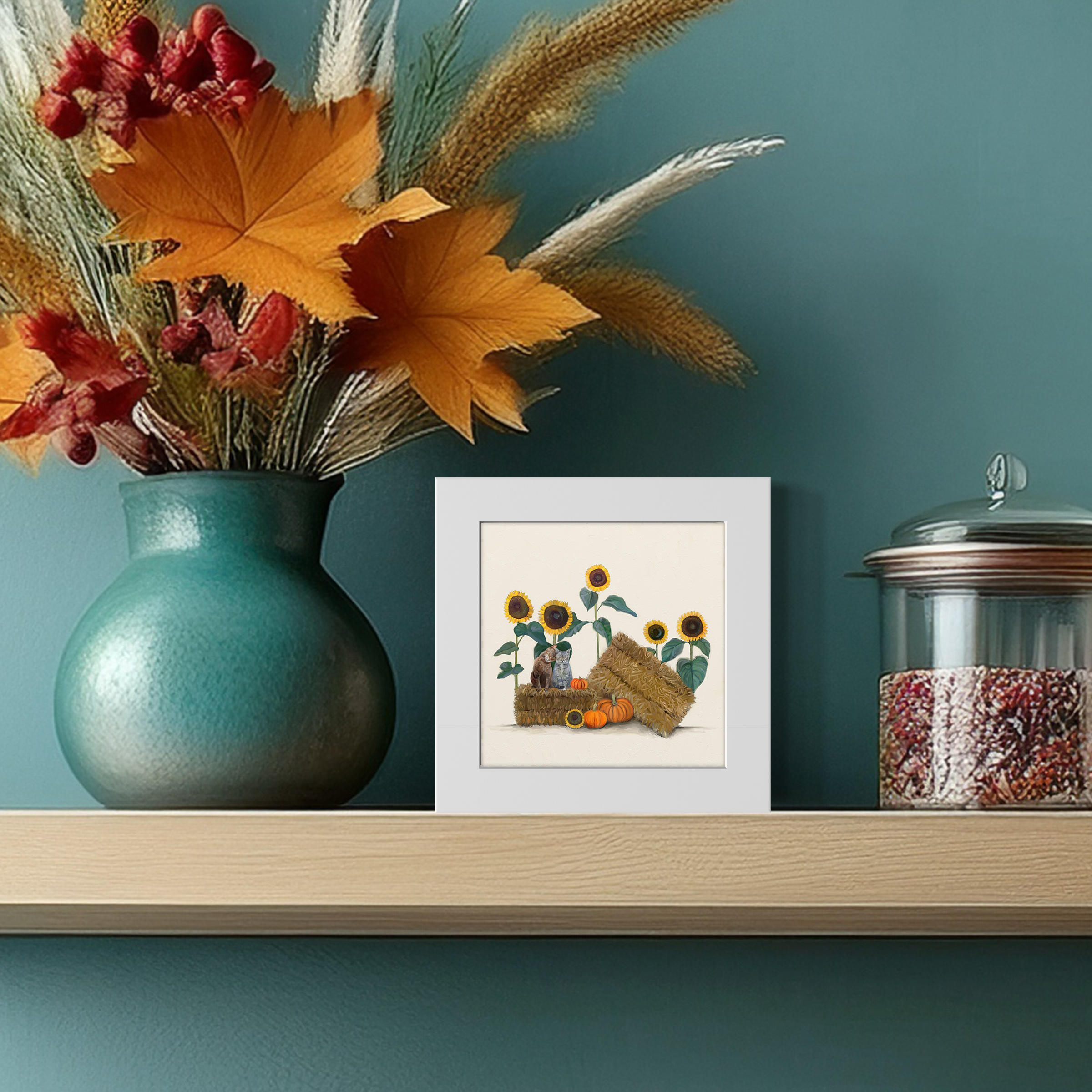 Fall - Sunflower Cats Happy Square