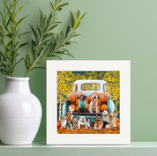 Fall Dogs in Truck Happy Square