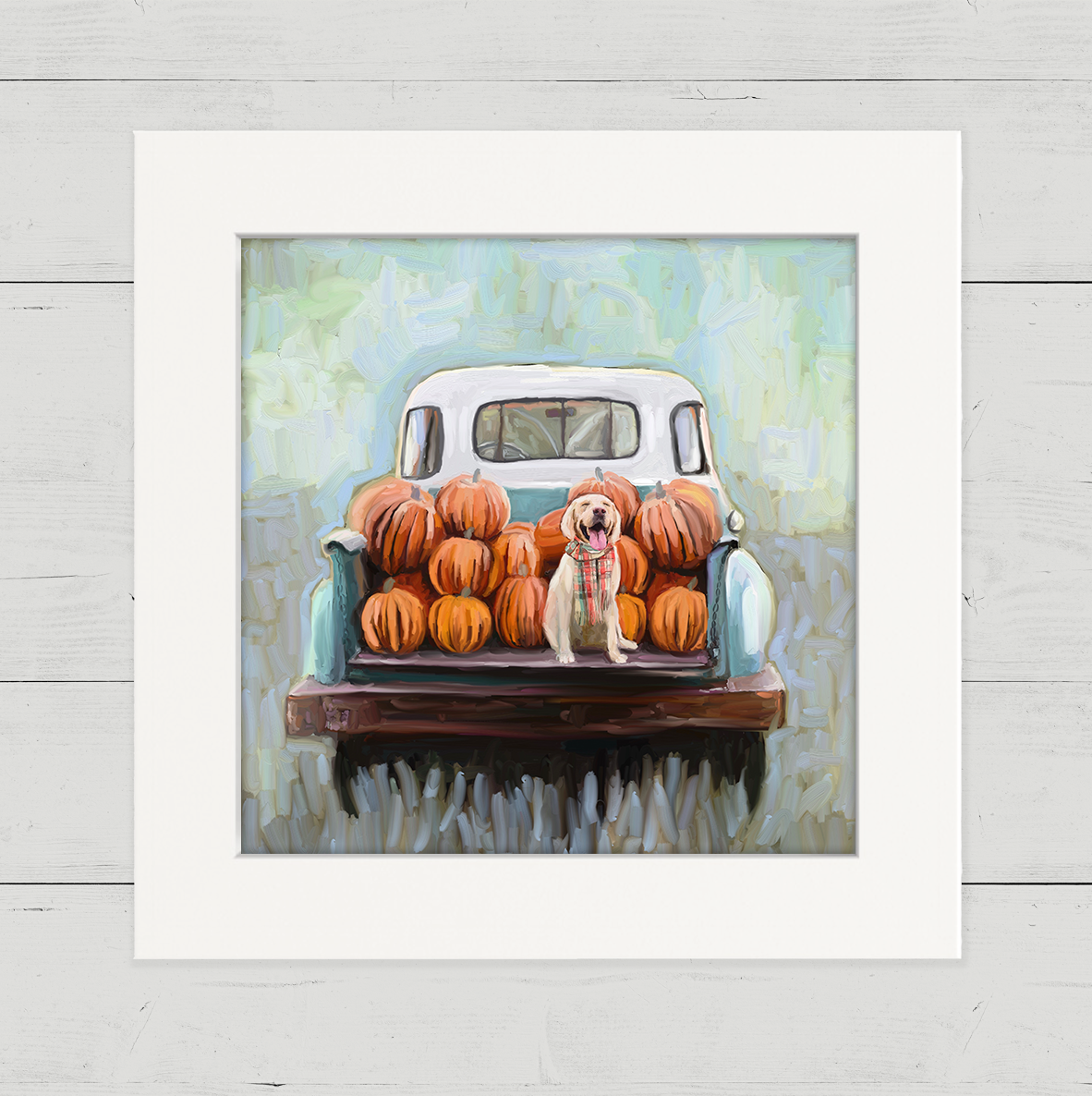 Fall Lab Pup in Truck Happy Square