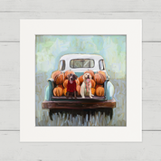 Fall Lab Pups in a Truck Happy Square