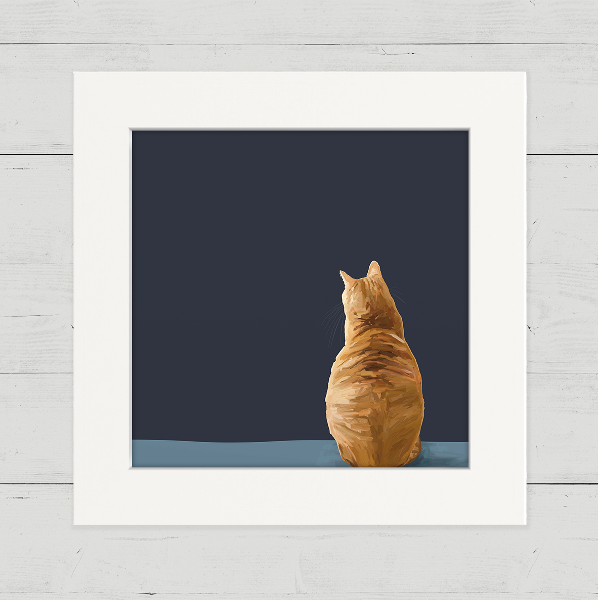 Feline Friends - Pondering Orange Tabby Happy Square