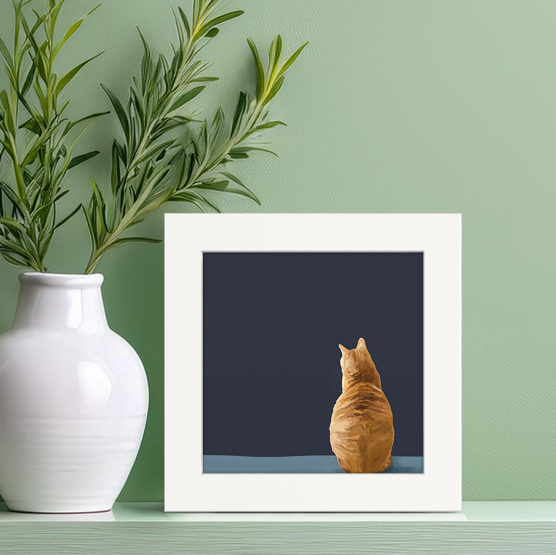 Feline Friends - Pondering Orange Tabby Happy Square