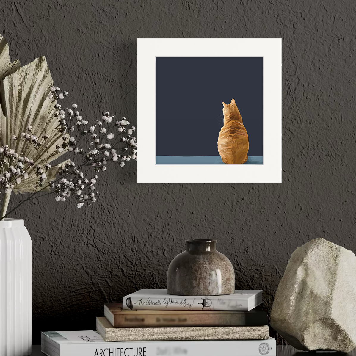 Feline Friends - Pondering Orange Tabby Happy Square