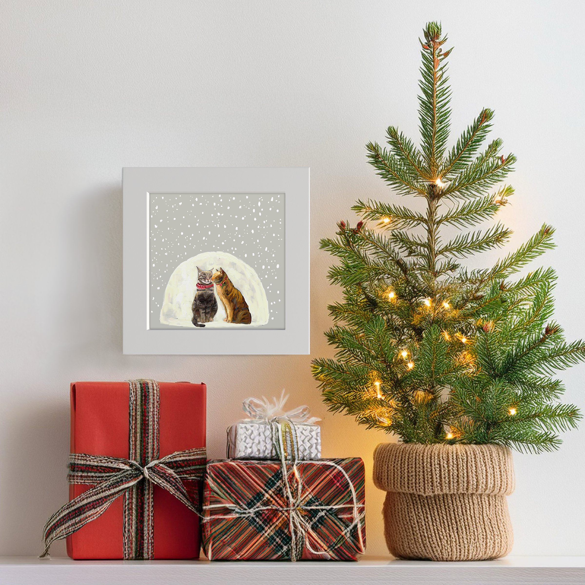 Feline Friends - Reverse Snowglobe Happy Square