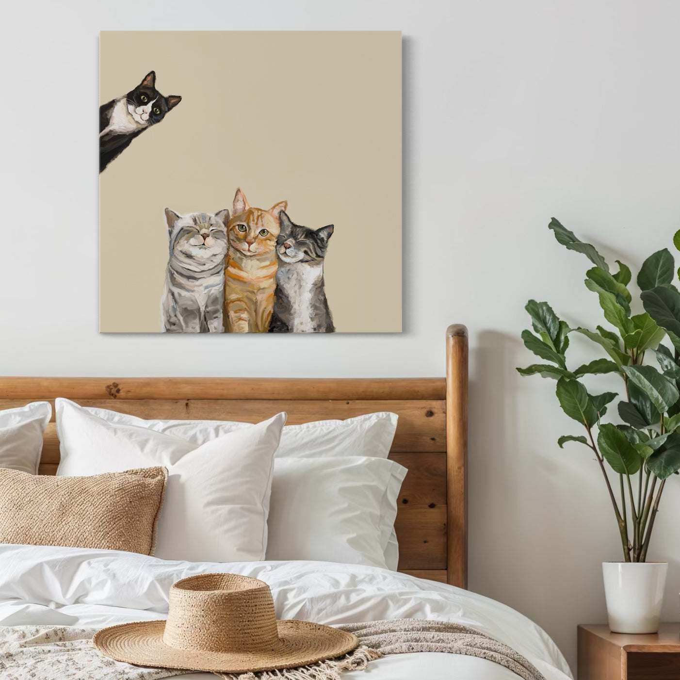 Feline Friends - Three Cats Plus One Canvas Wrap