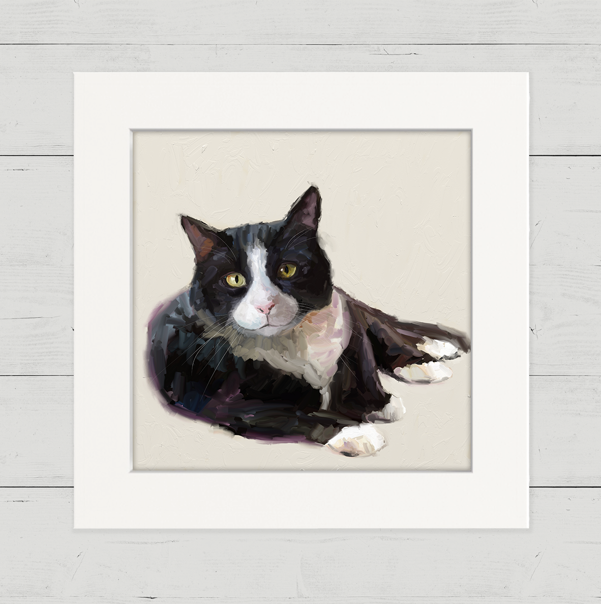 Feline Friends - Tuxedo Cat Happy Square