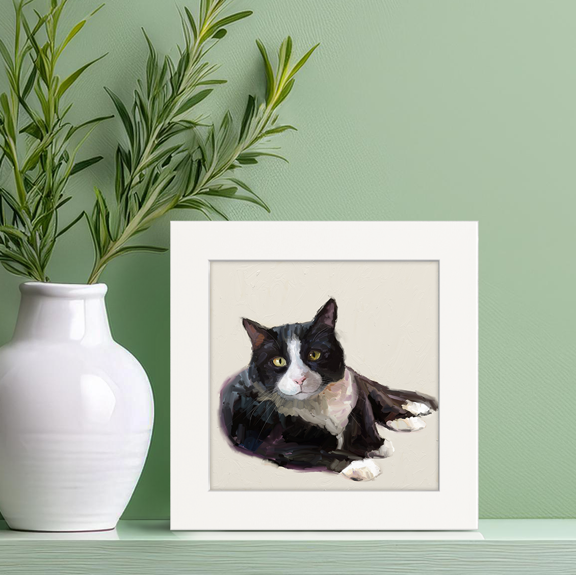 Feline Friends - Tuxedo Cat Happy Square