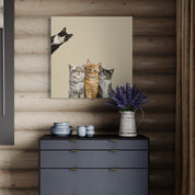 Feline Friends - Three Cats Plus One Canvas Wrap