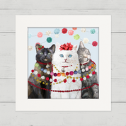 Festive Cat Trio Happy Square