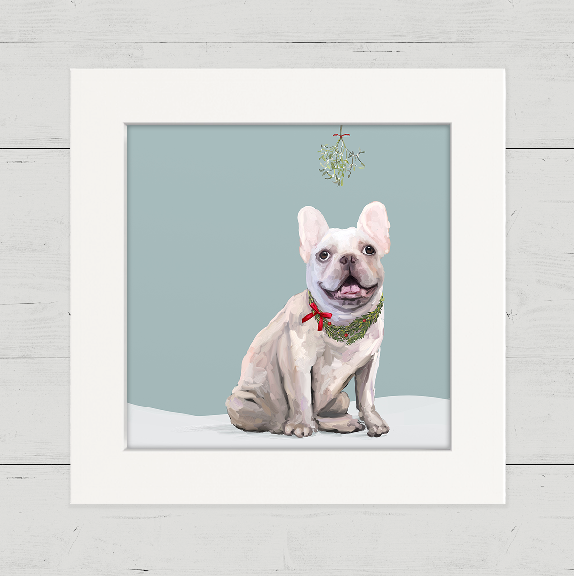 Festive Cream Frenchie Happy Square