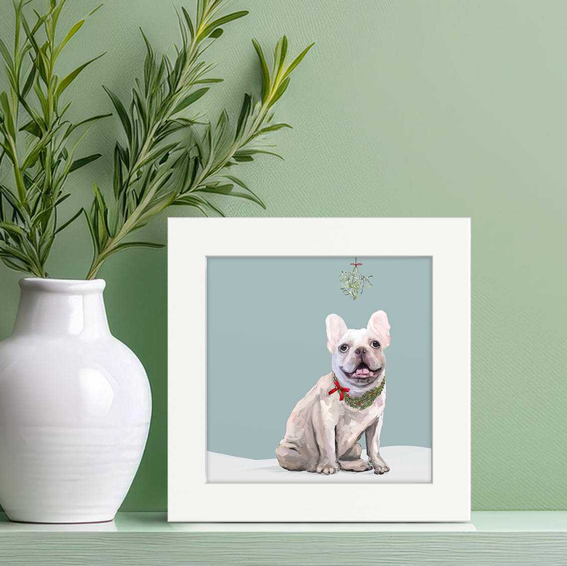 Festive Cream Frenchie Happy Square