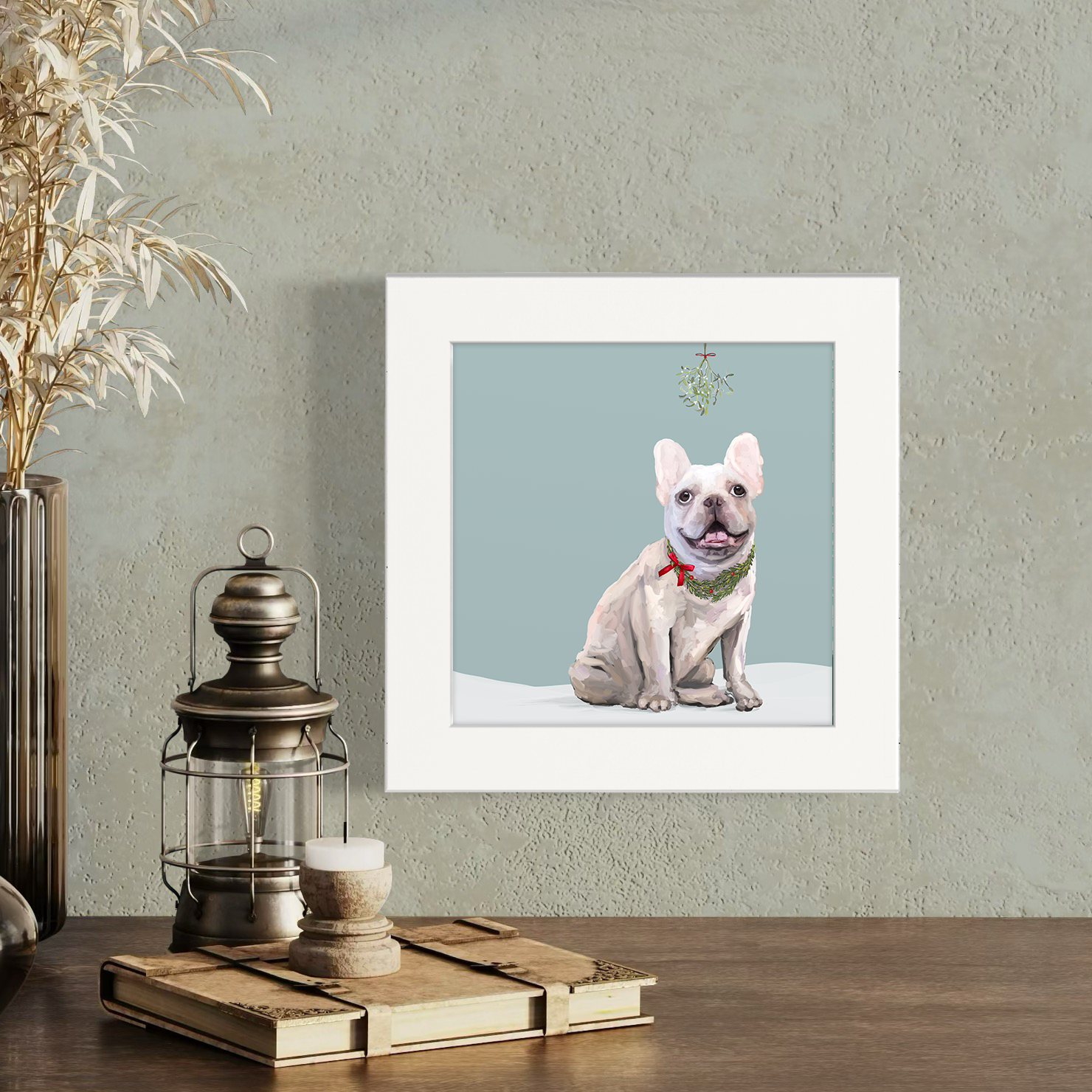 Festive Cream Frenchie Happy Square