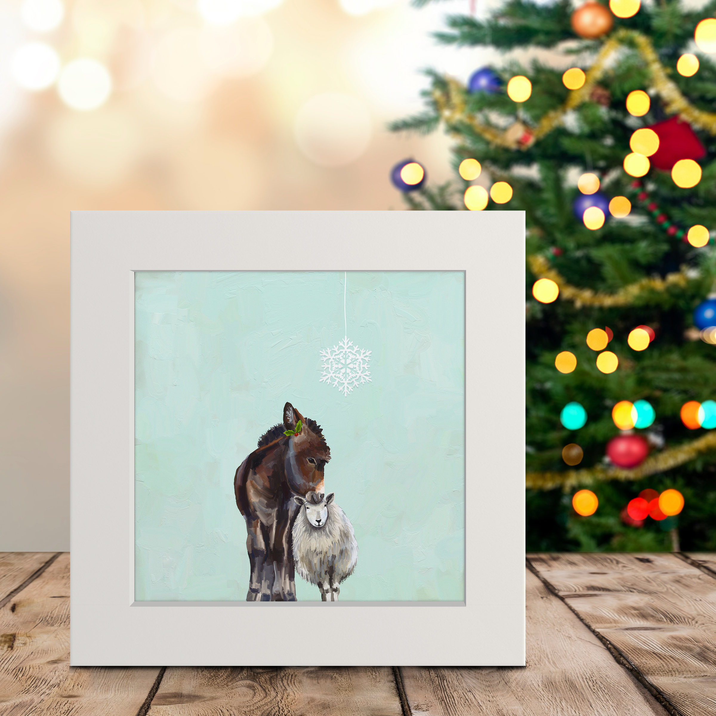 Festive Donkey and Sheep Happy Square