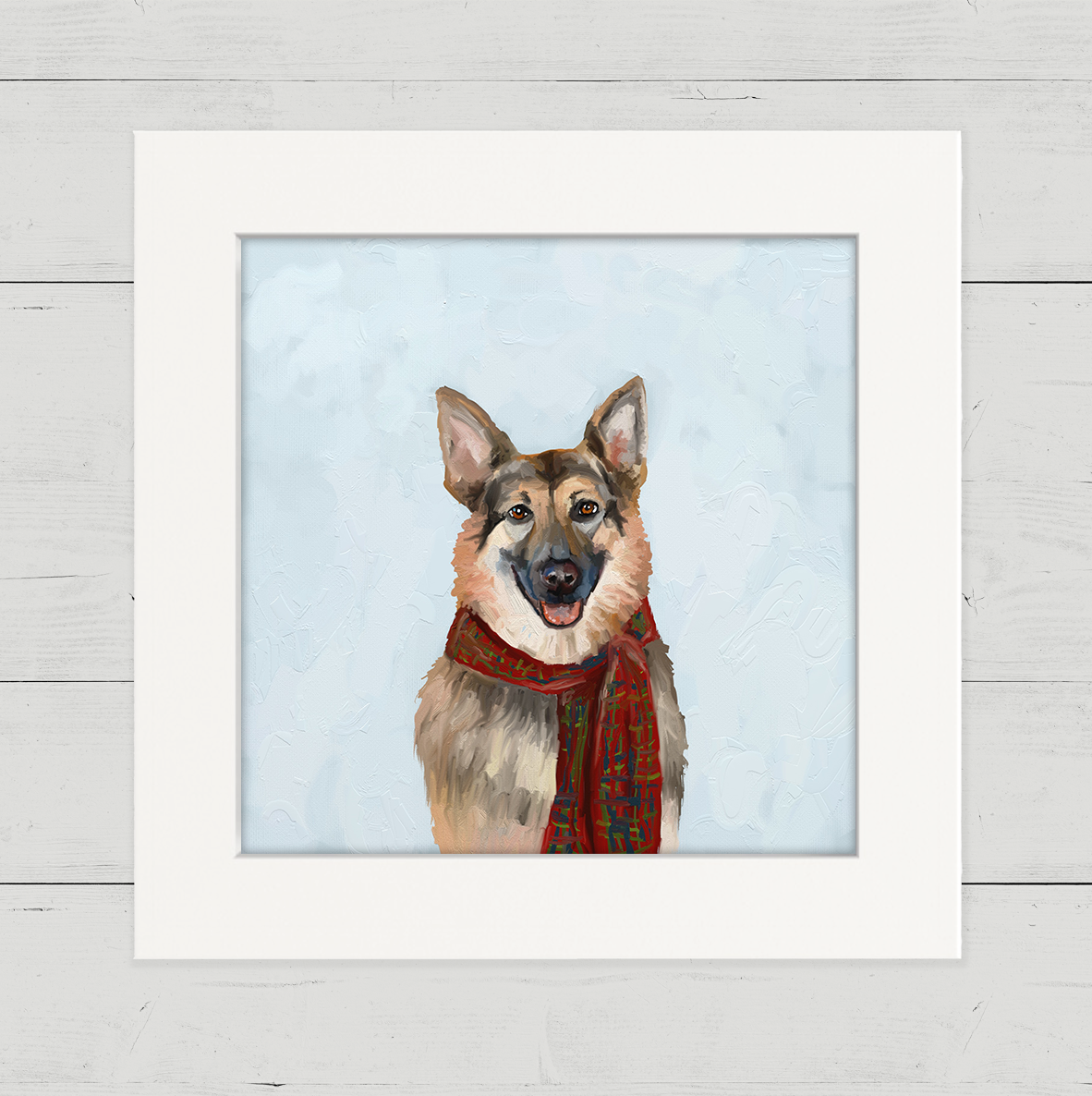 Festive German Shepherd Happy Square