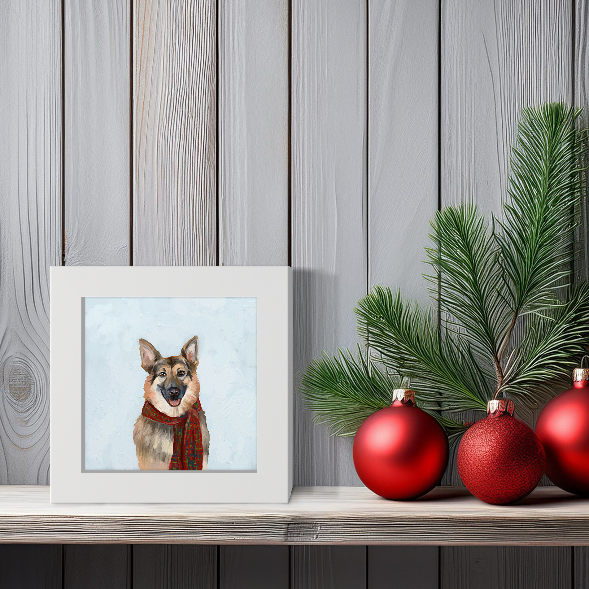 Festive German Shepherd Happy Square