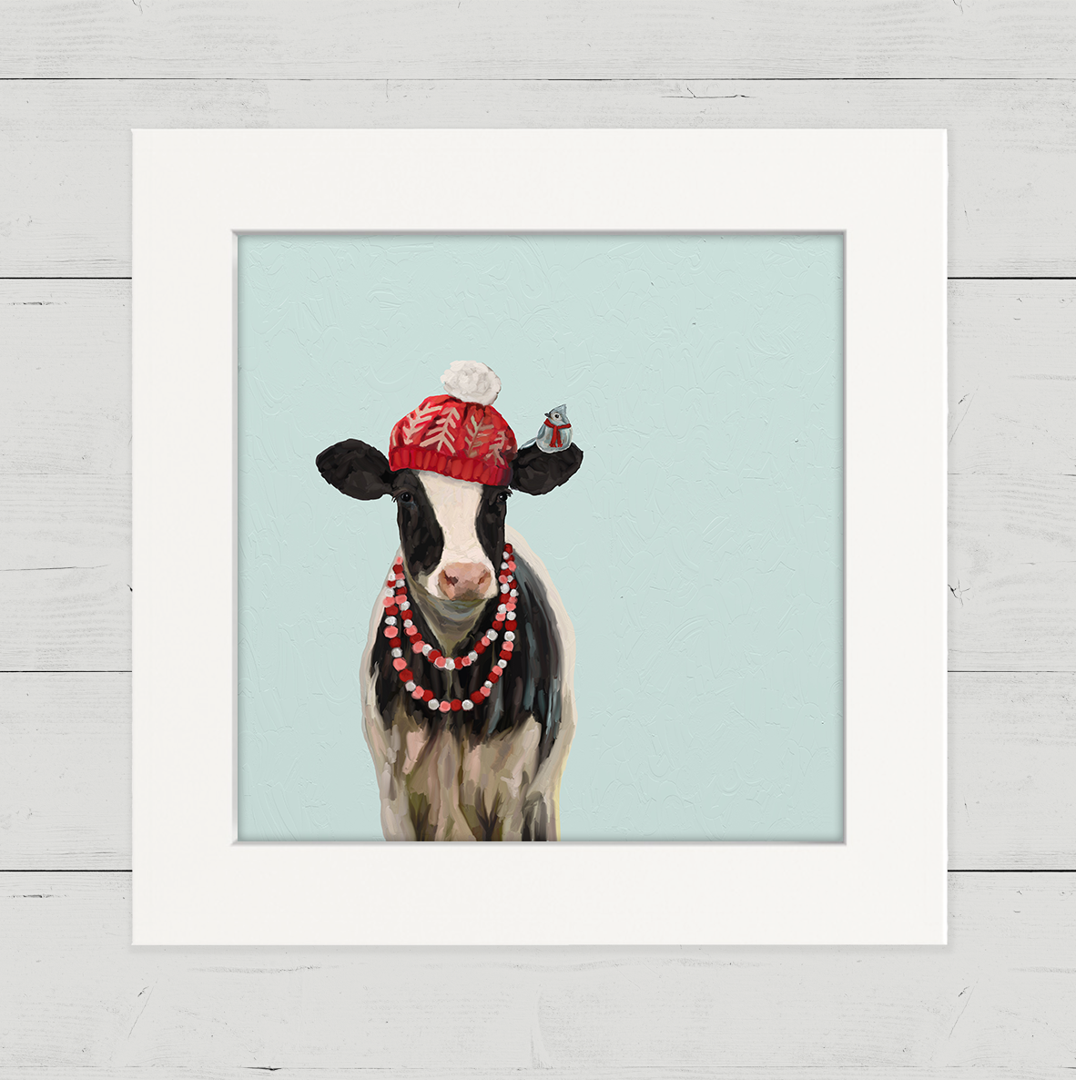 Festive Hatted Cow Happy Square
