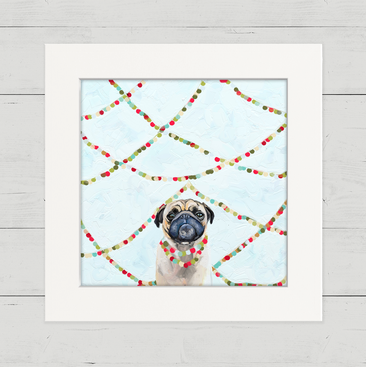 Festive Party Pug Happy Square