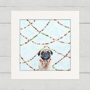 Festive Party Pug Happy Square