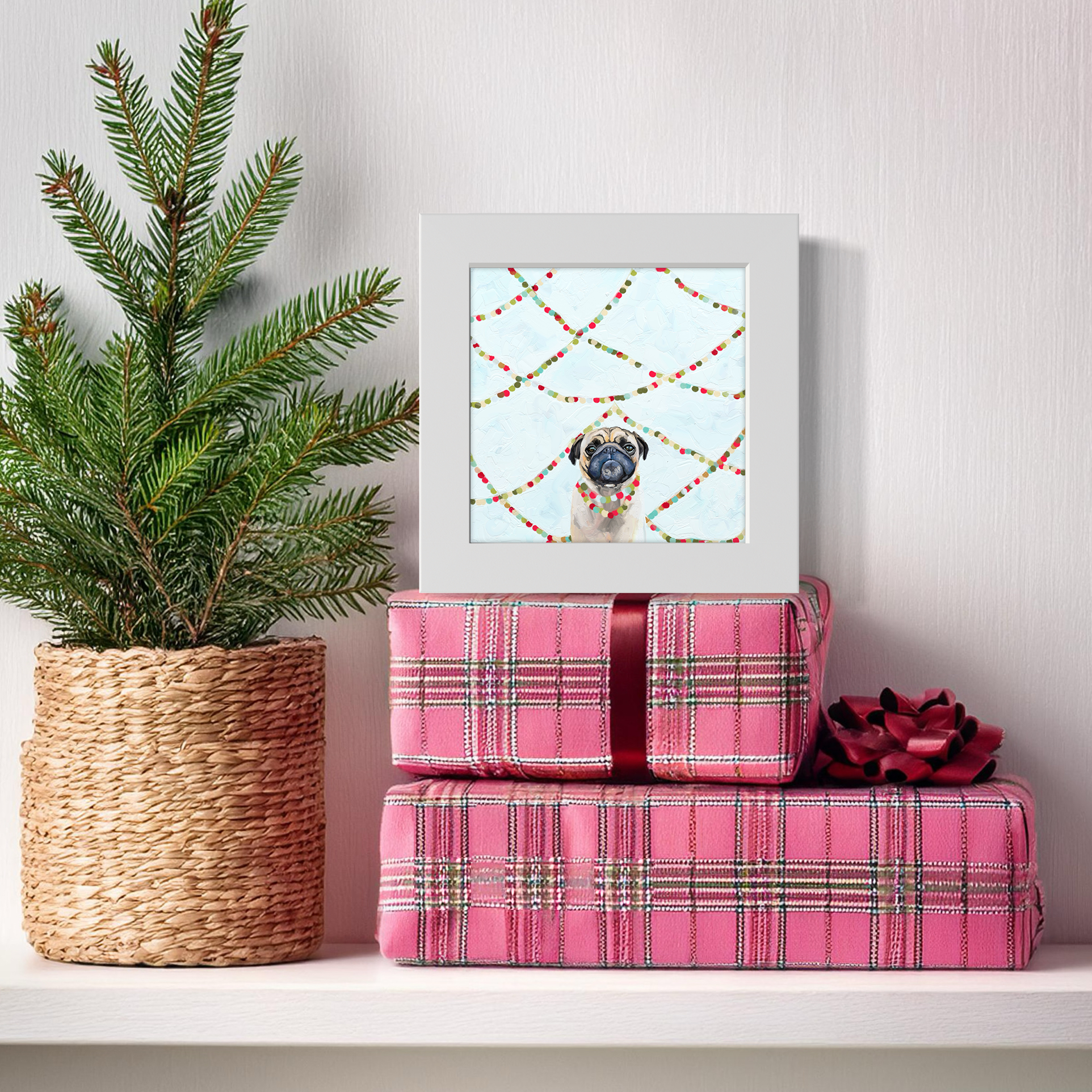 Festive Party Pug Happy Square