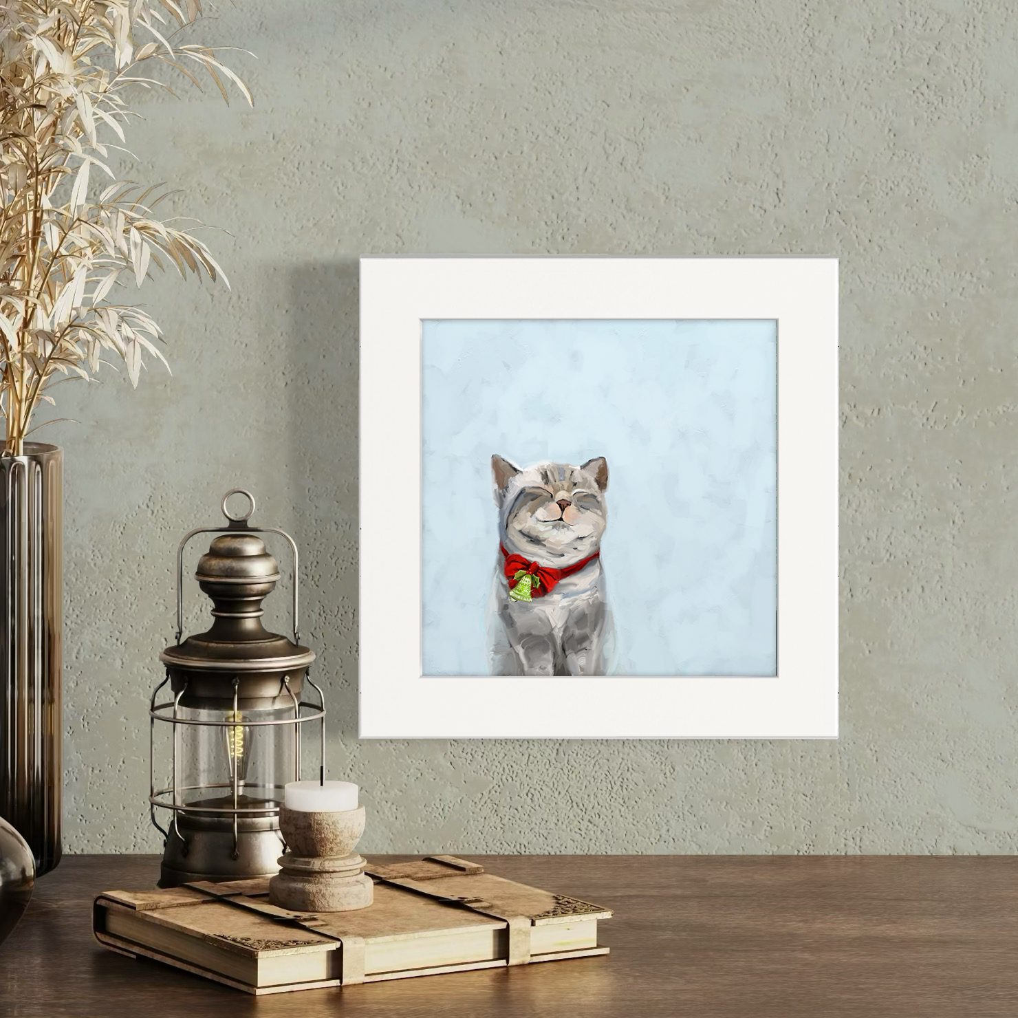 Festive Tabby Happy Square