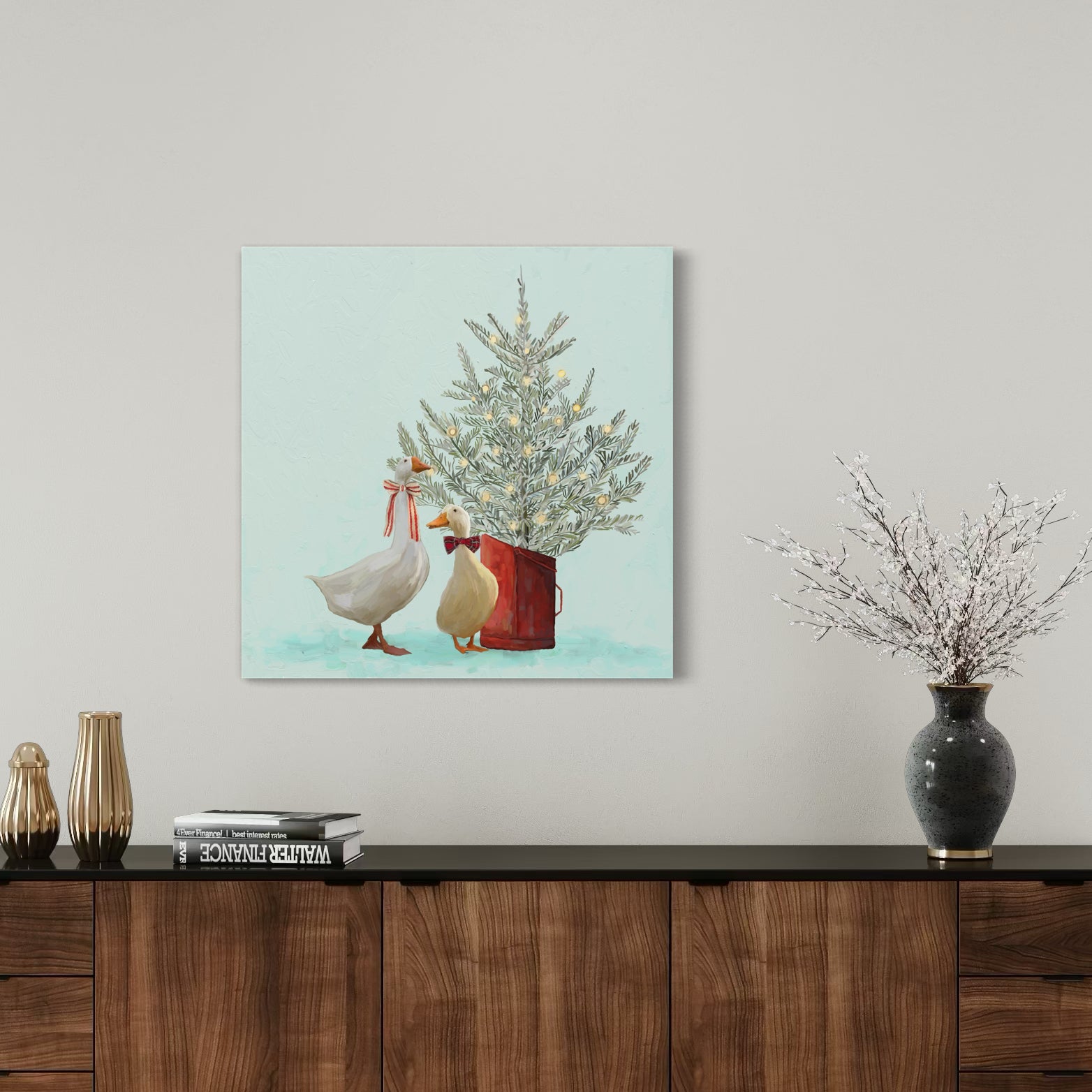 Festive Goose and Duck Pals Canvas Wrap