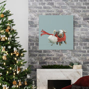 Festive Goose and Pig Pals Canvas Wrap