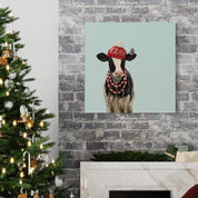 Festive Hatted Cow Canvas Wrap