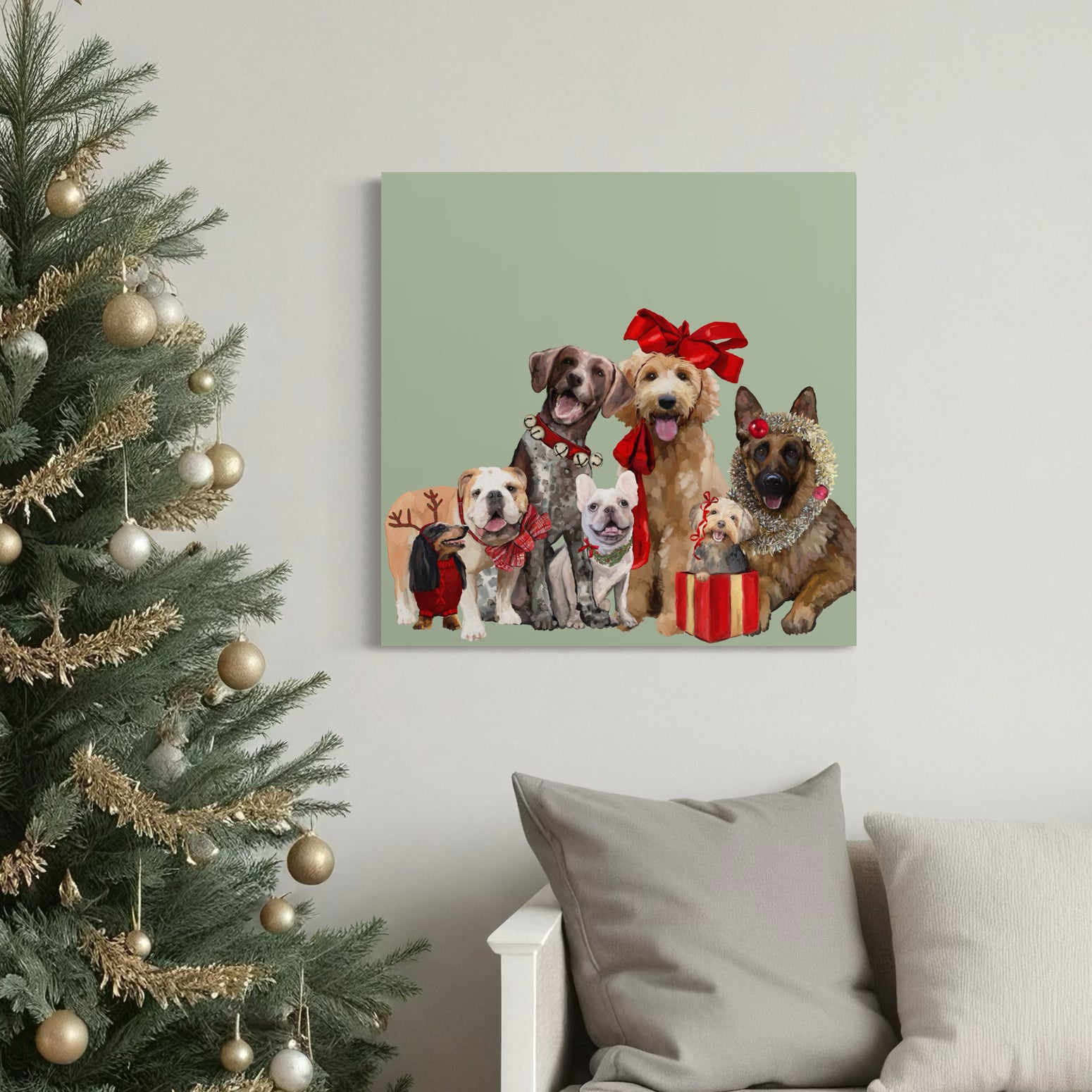 Festive Puppy Pack Canvas Wrap