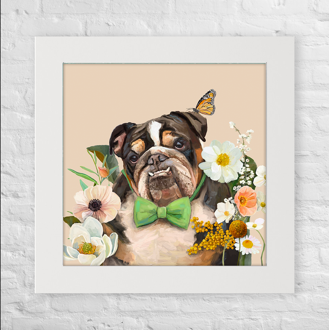 Floral Bulldog Happy Square™