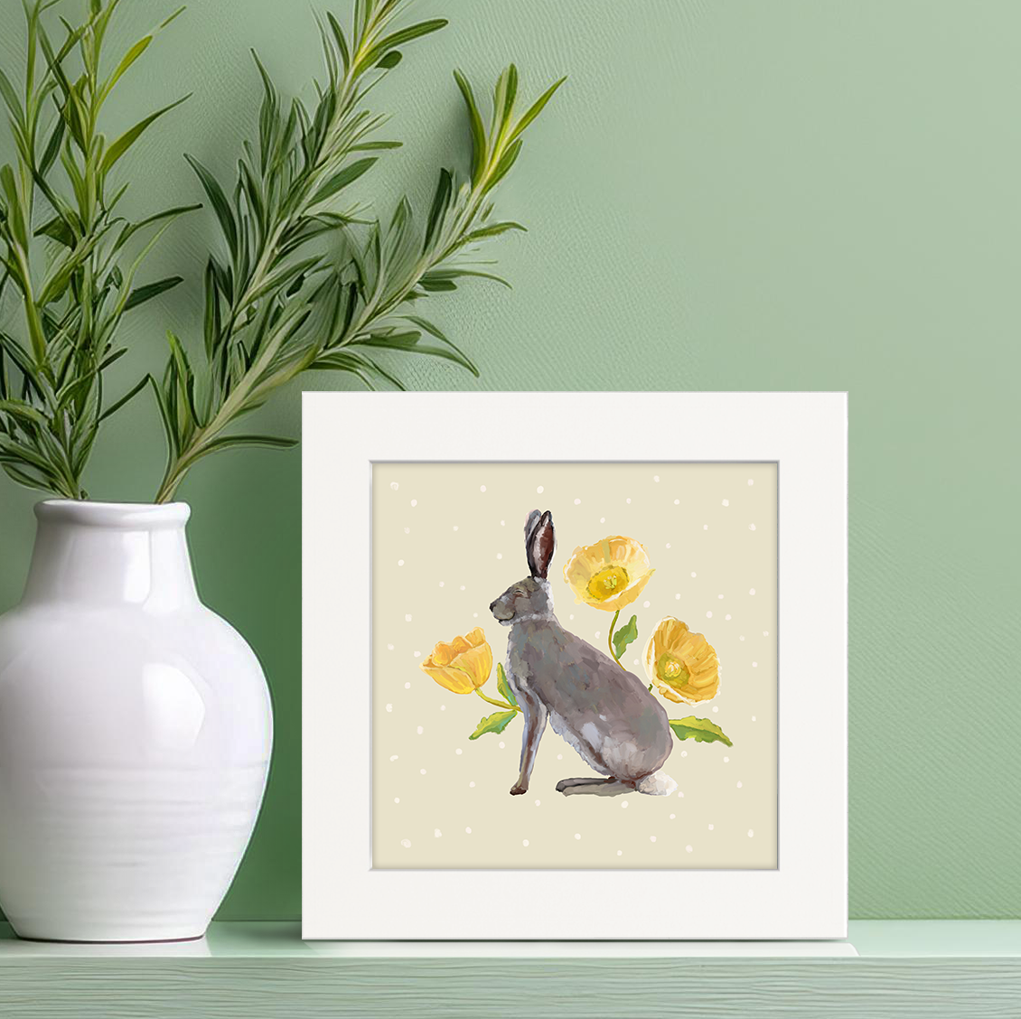 Floral Rabbit Happy Square™