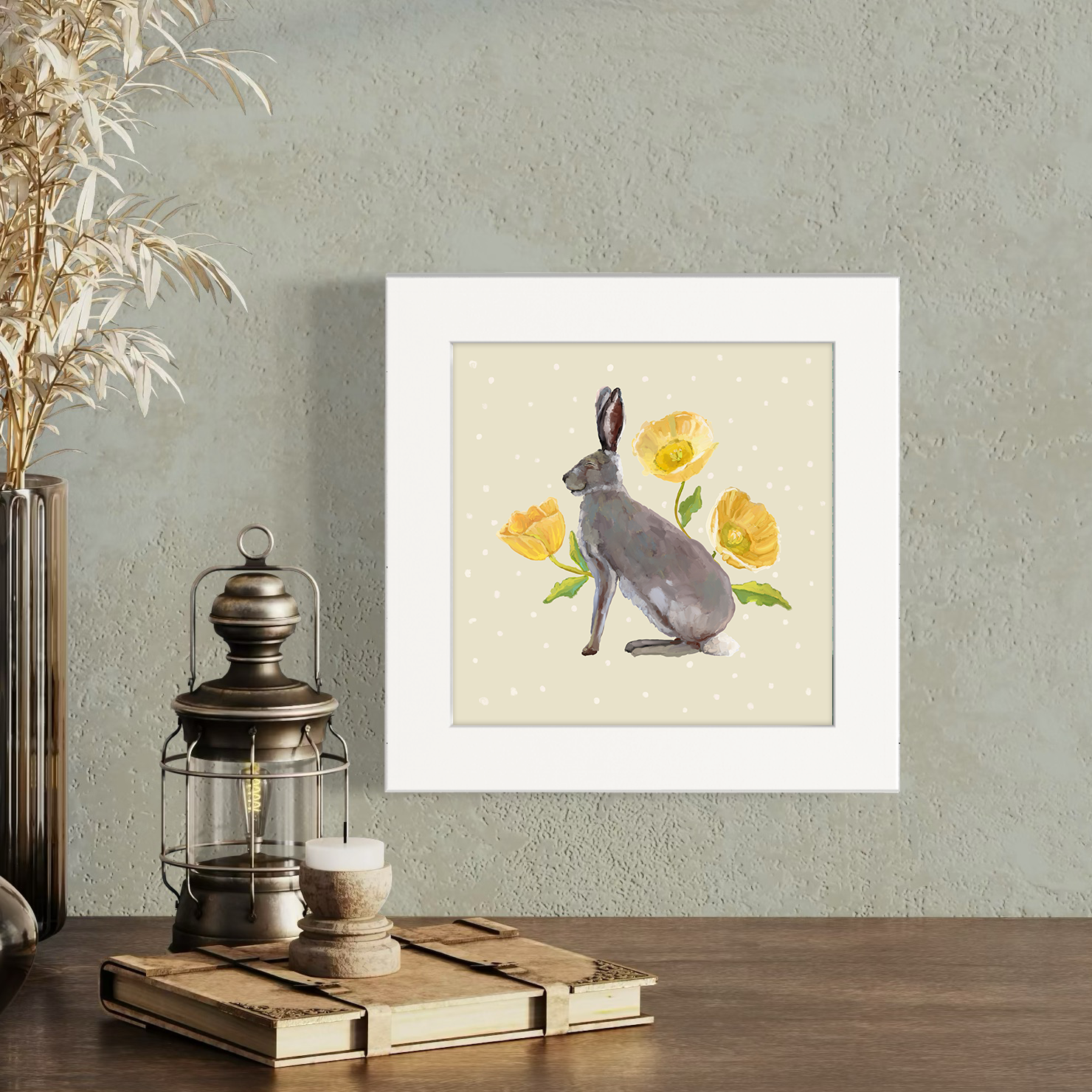 Floral Rabbit Happy Square™