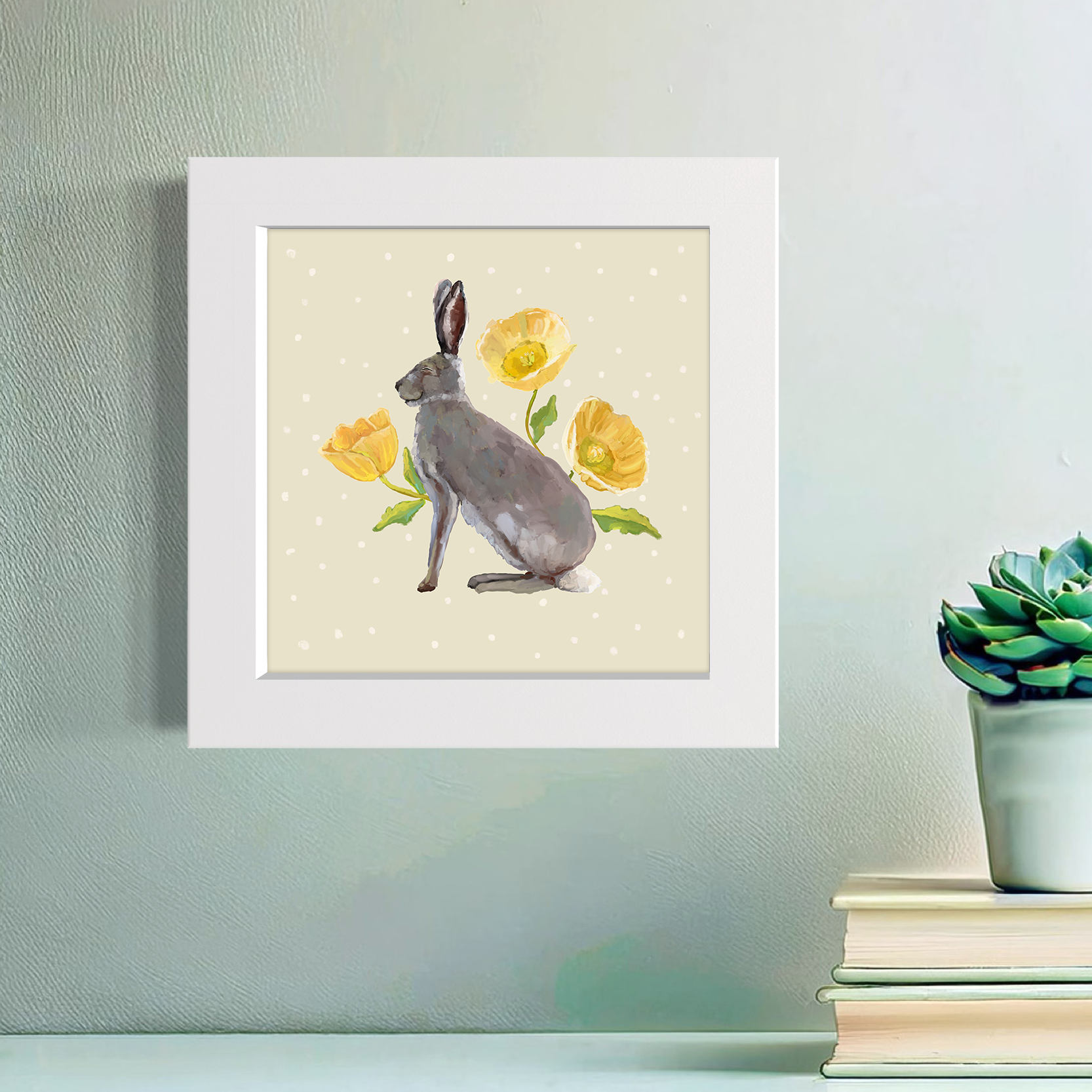 Floral Rabbit Happy Square™