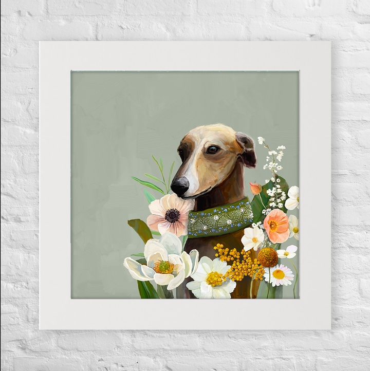 Floral Whippet Happy Square™