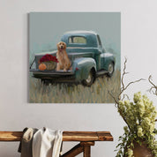 Golden Pup in Truck Canvas Wrap