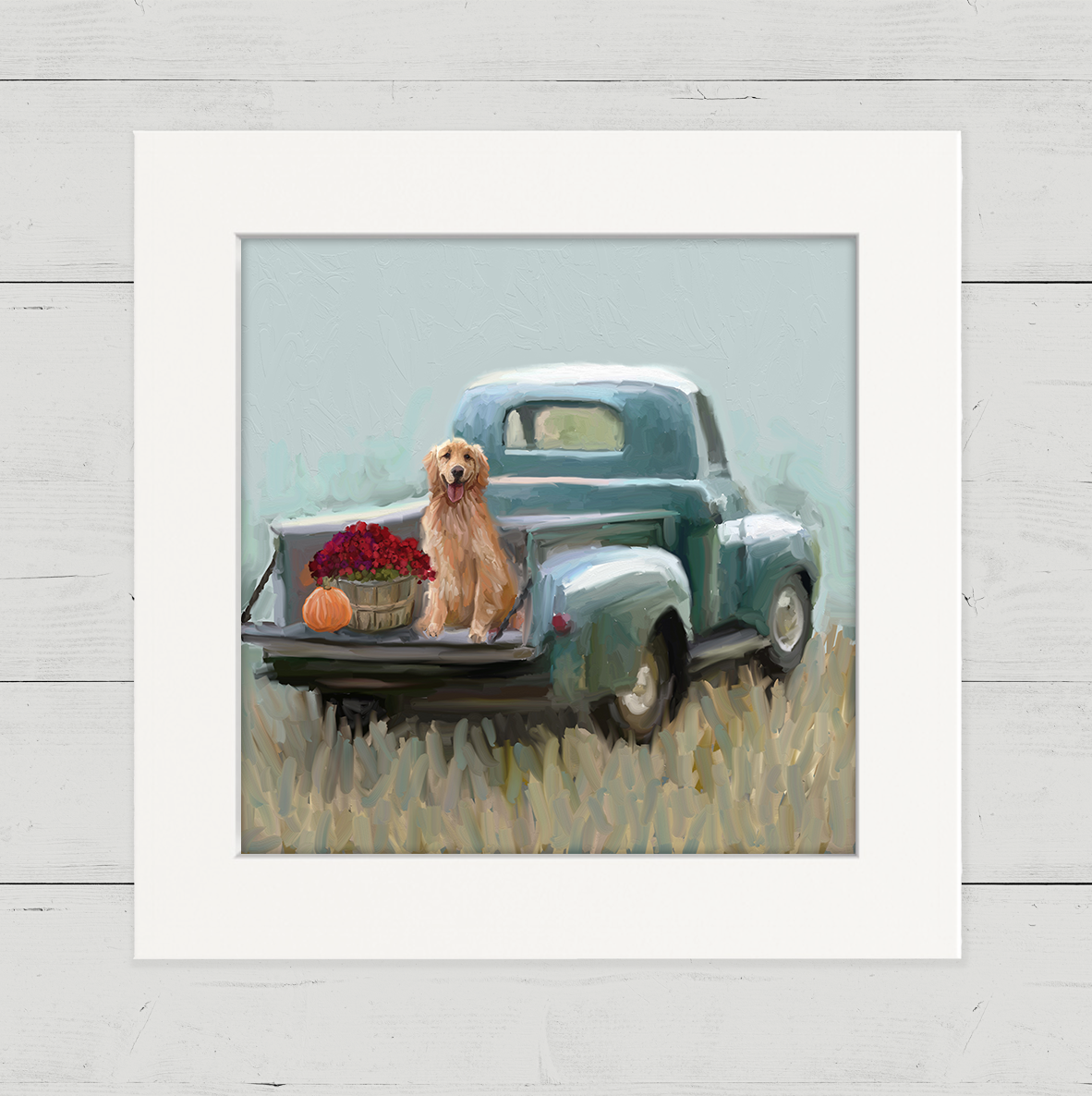 Golden Pup in Truck Happy Square