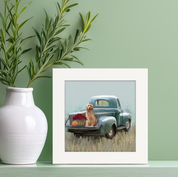 Golden Pup in Truck Happy Square