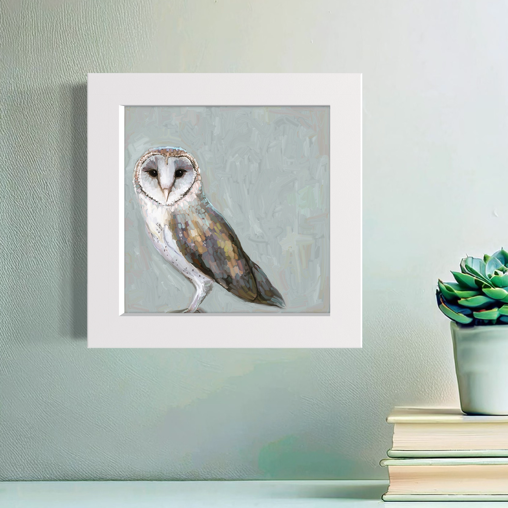 Gray Day Owl Happy Square